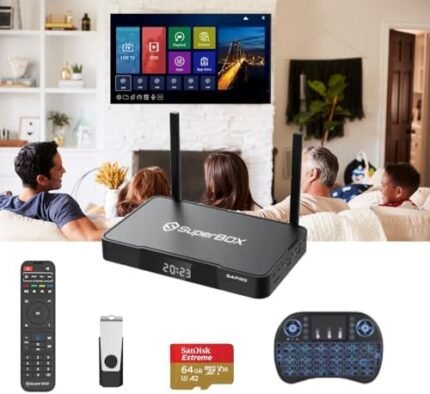 2024 Newest Bundle Super Smart Box S4 Pro with Voice Remote, USB Hub, Flash Drive 64 GB TF Card