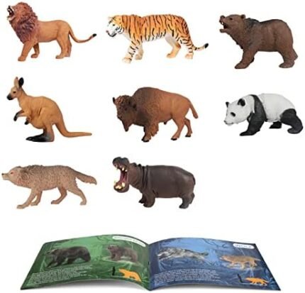 8 Safari Animal Figures Toys Jungle Animals for Boys Realistic Play Zoo Gift for Toddlers Boys Girls Toddlers Kids