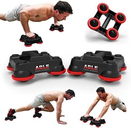 ABLE – Ab Roller Wheel + Push up Bars + Ab and Core Sliders + Chest Home Workout Equipment. (Sold As a Pair)