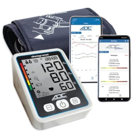 ADC Advantage Connect 6024N Automatic Digital Blood Pressure Monitor with Bluetooth and Free App, BHS AA Rated, Wide-Range Adult Navy Upper-Arm Cuff