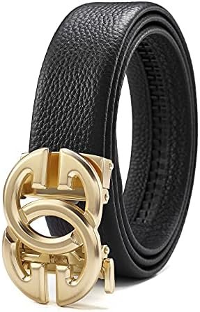 ARIMIA Fashion Mens Real Leather Ratchet Belt Black Adjustable Length Full Grain Soft Genuine Cowhide Strap 1.5 Inch Wide