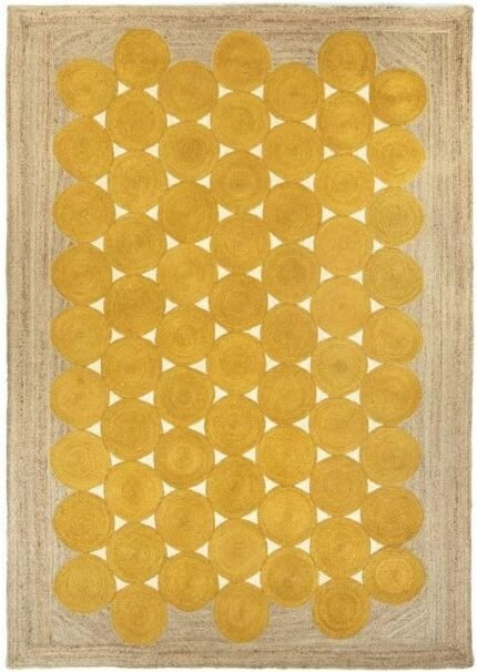 ARTS OF JAIPUR Collection Rectangular Rug - 10x18 Ft Hand Braided Jute Rug Geometric Rug Yellow Jute Carpet Eco Frindly Jute Rug Decorative Jute Rug Living Room Area Rug