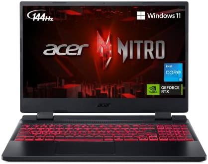 Acer Nitro 5 AN515-58-525P Gaming Laptop |Core i5-12500H | NVIDIA GeForce RTX 3050 Laptop GPU | 15.6" FHD 144Hz IPS Display | 8GB DDR4 | 512GB PCIe Gen 4 SSD | Killer Wi-Fi 6 | Backlit Keyboard