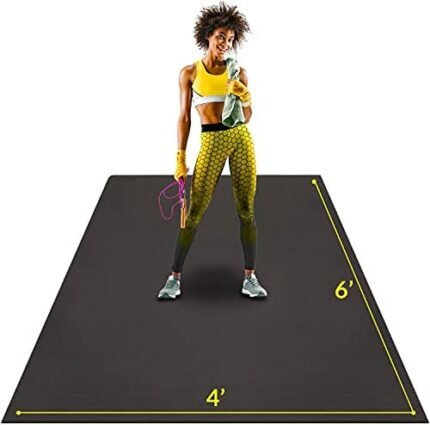 ActiveGear Large Exercise Mat 6' x 4' x 7mm thick | Ultra-Durable Non-Slip Rubber Workout Mat for Home Gym Flooring | Ideal for Cardio, Fitness, Plyo, MMA | Jump Rope and Storage Bag Included