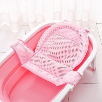 Adjustable Universal Baby Bath Support Mesh Non-Slip Infant Bathtub Shower Net Breathable Newborn Bath Cushion Pad Quick Drying Bath Sling for Toddler Aged 0-3 (No Bathtub)