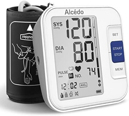 Alcedo Blood Pressure Monitor for Home Use, Automatic Digital BP Machine with Large Cuff for Upper Arm, LCD Screen, 2x120 Memory, Talking Function