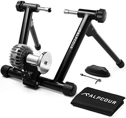 Alpcour Fluid Bike Trainer Stand for Indoor Riding – Portable Stainless Steel Indoor Trainer, Noise Reduction, Progressive Resistance, Dual-Lock System – Stationary Exercise for Road & Mountain Bikes