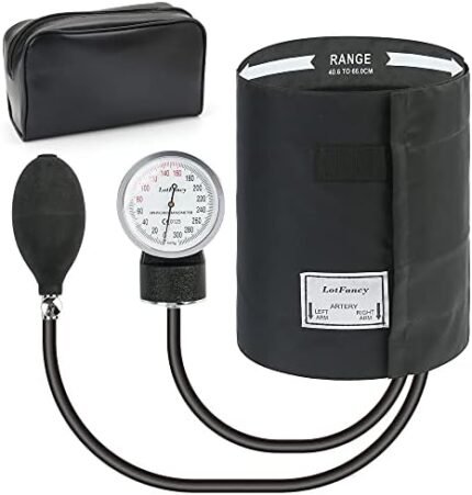 Aneroid Sphygmomanometer by LotFancy, X -Large Thigh BP Cuff(16-26in), Professional Manual Blood Pressure Monitor, Black Adult Cuff and Carrying Case