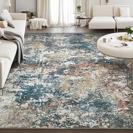 Area Rug Living Room Rugs: 8x10 Indoor Soft Fluffy Rug Abstract Carpet for Bedroom Kitchen Dining Room Floor Washable Plush Throw Large Accent Rug Home Office Nursery Decor - Multi