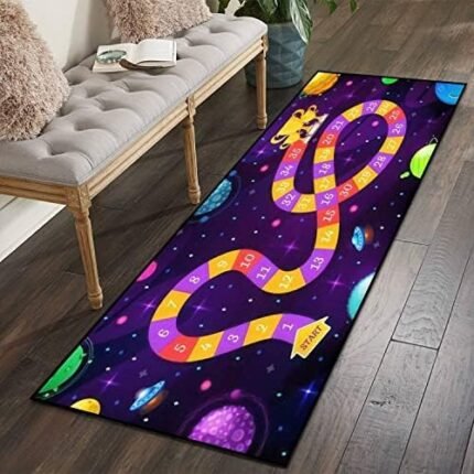 Area Runner Rug 2x6 Ft Graphic User Interface for Space Adventure Game Template for Childrens Non Skid Floor Mat for Living Room Kids Room Bedroom Kitchen Floor Hallways Carpet Throw Rugs