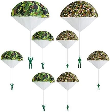 Army Camo Parachute Toys for Kids - Hand Throwing Kids Outdoor Games Toys ，Army Men Action Figures Tangle Free Throwing Toy Parachute Outside Toys Gifts for Kids Ages 3-16