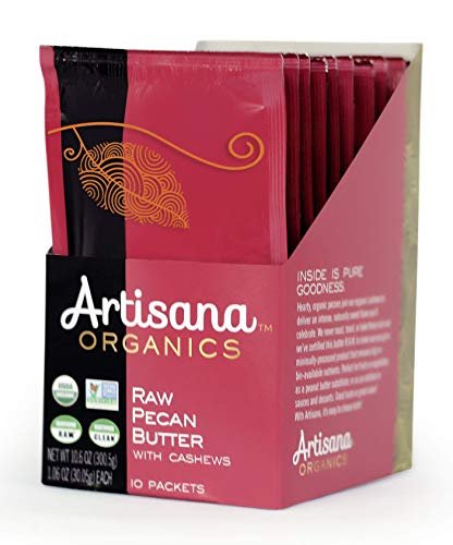 Artisana Organics Raw Pecan Butter with Cashews - No Sugar Added, Just Two Ingredients - Vegan, Paleo and Keto Snack, 1.06oz Pouches (10 Pack)