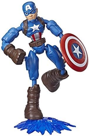 Avengers Marvel Bend and Flex Action Figure Toy, 6-Inch Flexible Captain America Figure, Includes Blast Accessory, for Kids Ages 4 and Up