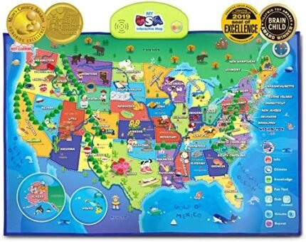 BEST LEARNING i-Poster My USA Interactive Map - Educational Smart Talking Poster Toy for Kids Boy or Girl Ages 5 to 12 Years | Christmas Must-Own Geography Electronic Game Children 5, 6, 7 Years