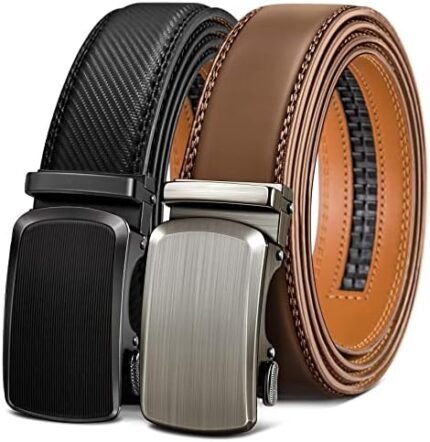 BULLIANT Men Belts 2 Pack,Ratchet Sliding Belt Adjustable For Gift Mens Dress Casual 1 3/8",Cut for Fit