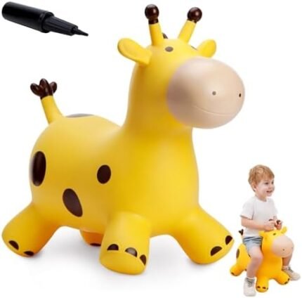 Babe Fairy Giraffe Bouncy Horse Hopper Toys for Kids, Animals Jumping Inflatable Ride on Bouncer Hopping Gifts for Toddlers Boys Girls 18 Months 2 3 4 5 6 Years Old