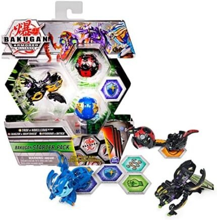 Bakugan Starter Pack 3-Pack, Fused Trox x Nobilious Ultra, Armored Alliance Collectible Action Figures