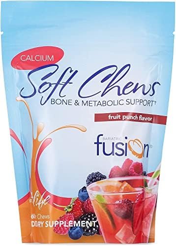 Bariatric Fusion Bariatric Calcium Chews | Fruit Punch | Calcium Citrate 500mg with Vitamin D3 & Energy Soft Chews | Sugar Free Bariatric Vitamin Chewable | 60 Count