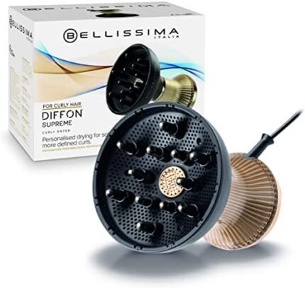 Bellissima Italia Diffon Supreme Ionic Hair Diffuser & Curly Hair Dryer - XL Diffuser for Quick Drying - Anti-Frizz Tech - Cool Button