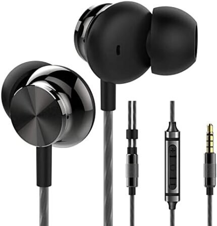 Betron BS10 Earphones Wired Headphones in Ear Noise Isolating Earbuds with Microphone and Volume Control Powerful Bass Driven Sound, 12mm Large Drivers, Ergonomic Design