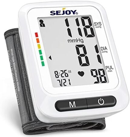 Blood Pressure Monitor XL Wrist Cuff 5.3-8.5 inches, Automatic Accurate BP Monitor Large Screen Display, 120 Reading Memory, Irregular Heartbeat Detector Home Use Digital Blood-Pressure Machine