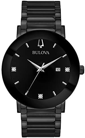 Bulova Men's 3-Hand Quartz Watch with Diamond Dial and Edge to Edge Crystal