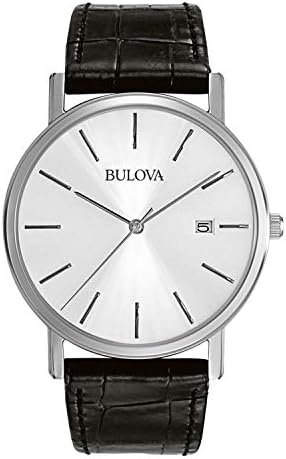 Bulova Men's Classic 3-Hand Calendar Date Quartz Leather Strap Watch, Buckle, 37mm