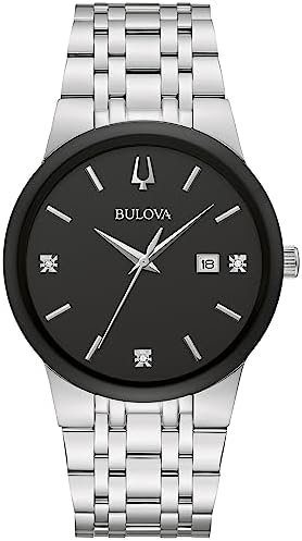 Bulova Men's Modern Gold Tone Stainless Steel 3-Hand Calendar Date Quartz Watch, Diamond Dial