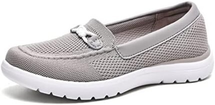 Buyrew Women Slip On Loafers Knit Walking Flat Shoes Comfortable Nurse Sneakers Lightweight