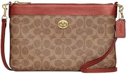 COACH Coated Canvas Signature Polly Crossbody, Tan Rust