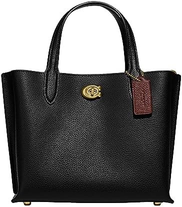 COACH Polished Pebble Leather Willow Tote 24 Black