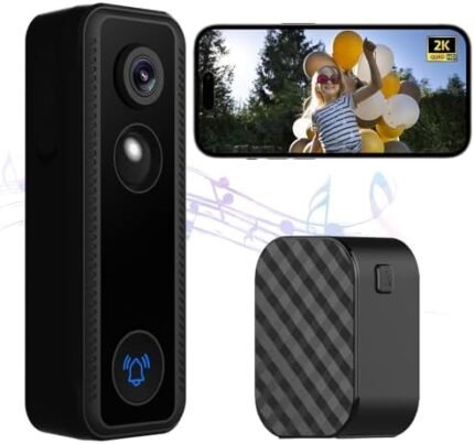 COKZEY Doorbell Camera Wireless, Video Doorbell with Chime No Subscription, Battery Powered, SD Card & Cloud Storage, 2K HD, 2-Way Audio, Night Vision, Human Detection, Voice Changer, Compatible Alexa