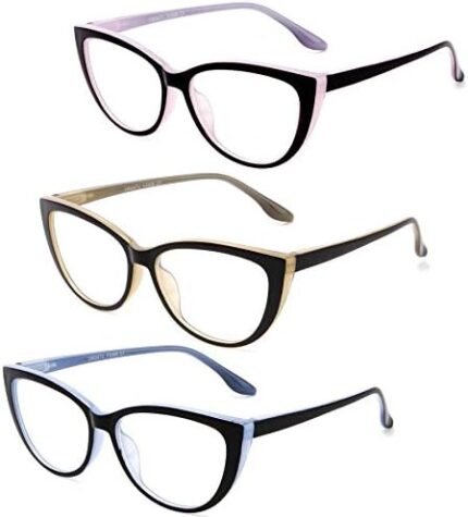 CRGATV 3 Pack Reading Glasses Blue Light Blocking Stylish Cat Eye Computer Readers Anti Eyestrain & Glare for Women