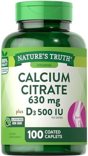 Calcium Citrate with Vitamin D3 | 100 Caplets | Non-GMO, Gluten Free Supplement | by Nature's Truth