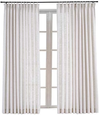 ChadMade Faux Linen Pinch Pleated Drapery Room Darkening Curtain Sliding Glass Door Living Room, 150Wx96L Inches (1 Panel), Tallis Collection