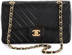 Chanel Women's Pre-Loved Chanel Black Lambskin Chevron Flap 10" Shoulder Bag