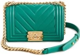 Chanel Women's Pre-Loved Chanel Green Chevron Boy Small Bag