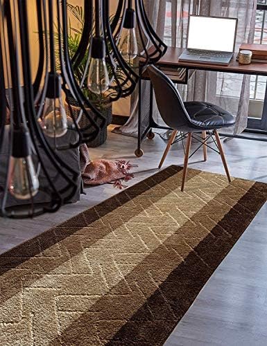 Custom Size Hallway Runner Rug Brown-Beige Color 31 inch Wide Select Your Length Non-Slip (Skid Resistance) Rubber Backing 7 feet x 31 inch