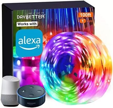 DAYBETTER Smart WiFi Led Lights 100ft, Tuya App Controlled Led Strip Lights, Work with Alexa and Google Assistant, Timer Schedule , Color Changing Led Lights for Bedroom Party Kitchen