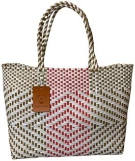 Dallas Hill Designs Handwoven Super Tote Bag for Women | Recycled Plastic Shoulder Purse | Summer Beach, and Travel Handbag