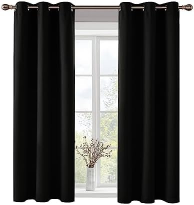 Deconovo Solid Thermal Insulated Grommet Black Blackout Curtains/Drapes for Bedroom and Living Room (2 Panels Set, 42 inches Wide by 63 inches Long)