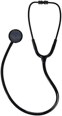 Dixie Ems Premium Single Head Master Lite Stethoscope, All Black Edition with Tunable Diaphragm and Extra Ear Tips for Doctors, Nurses, EMTs, and Medical Students