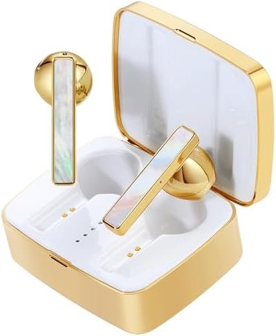 ELLA'S EARS Wireless Earbuds for Pretty Women Noise Cancelling Bluetooth Headphones with Jewelry Box and Led Light 100 Hrs Playtime Headset with Charging Case Half-Ear Earphones for Android/iOS