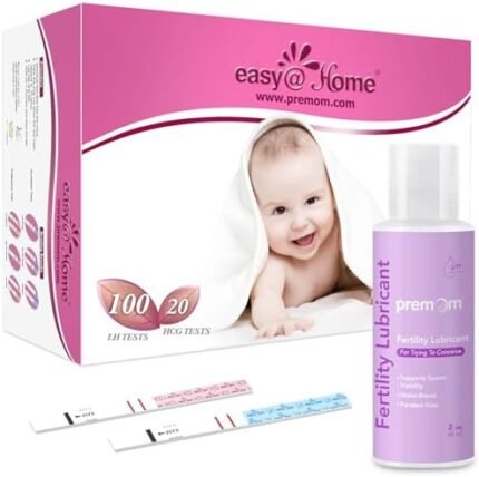 Easy@Home 100 Ovulation and 20 Pregnancy Test Strips + Premom Fertility Lubricant 2Fl Oz