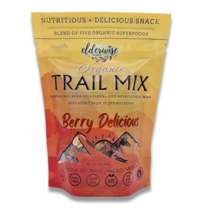 Elderwise Organics Trail Mix - Healthy Superfood Trail Mix - Berry Blend - Zero Preservatives - No Added Sugar - Dairy Free - No Oils - Raw Trail Mix - 7oz Size