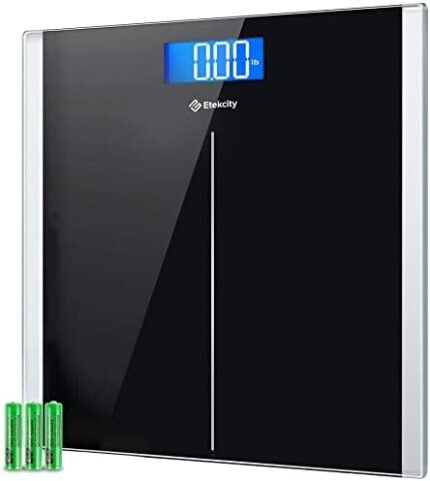 Etekcity Bathroom Scale for Body Weight, Highly Accurate Digital Weighing Machine for People, Large Size and Backlit LCD Display, 6mm Tempered Glass, 400 Pounds