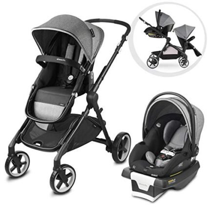 Evenflo 53112311 Gold Pivot Xpand Smart Modular Stroller and Car Seat Travel System with SensorSafe Technology and Large Cruiser Tires, Moonstone Gray