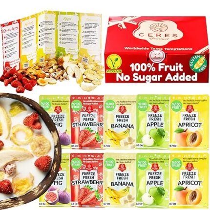 Freeze-Dried Fruit Variety Pack, 10 Pack Gluten Free, Vegan Single Serve Mix Dried Fruit Snacks, No Added Sugar, Non-GMO Healthy Gift Box -Banana, Strawberry, Apple, Fig, Apricot