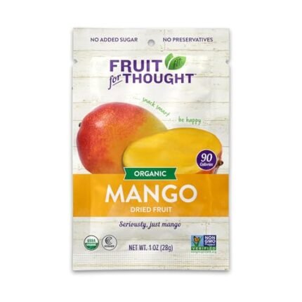 Fruit for Thought Organic Dried Mango | Dried Fruit Snack Packs Ideal for the Family | No Sugar Added | At Home, Work, or On the Go | 1 Ounce Bags Pack of 12