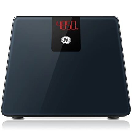 GE Digital Body BMI Smart Bluetooth Weighing Scales, 500lbs Capacity for Bathroom, Accurate Scale with LED Display, Black